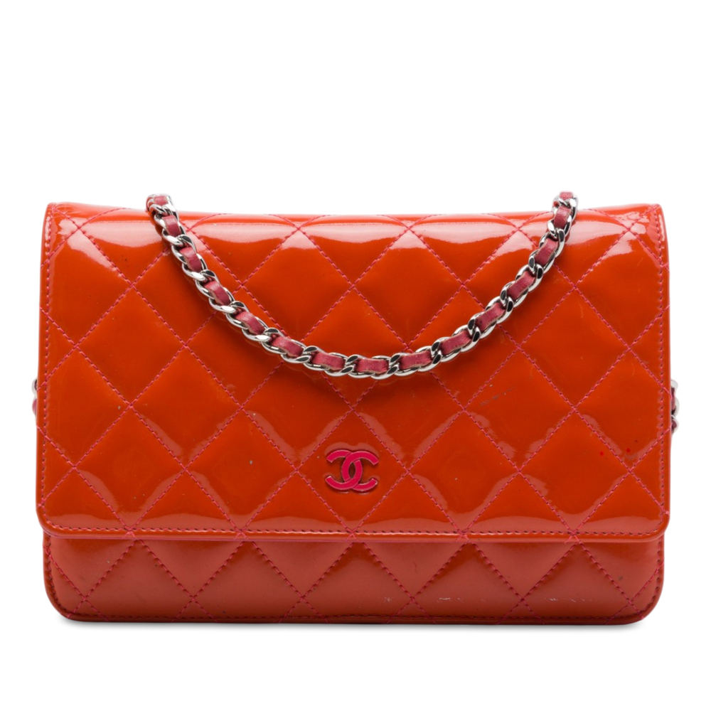 Pre-Loved Chanel CC Quilted Patent Incognito Wallet On Chain